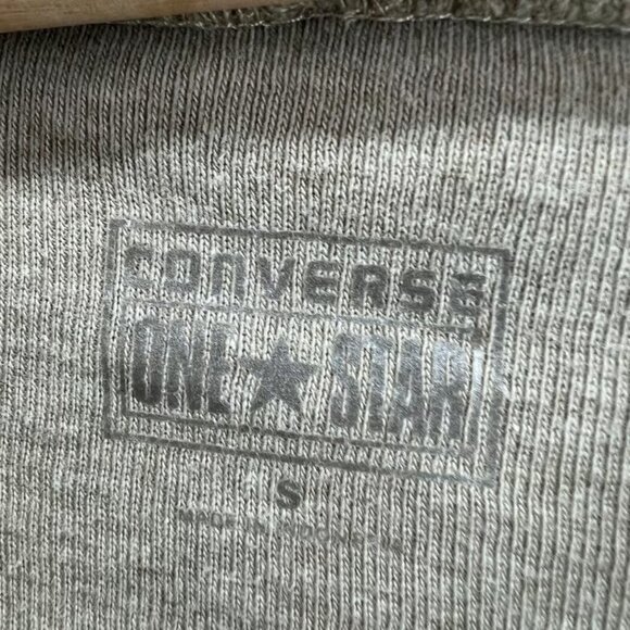 Converse SMALL Cream Khaki Cowl Neck Knit Top Short Sleeve Blouse - Picture 6 of 6